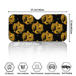 Black And Gold Dragon Pattern Print Car Windshield Sun Shade