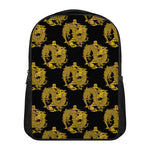 Black And Gold Dragon Pattern Print Casual Backpack