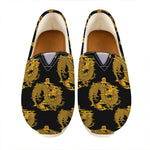 Black And Gold Dragon Pattern Print Casual Shoes