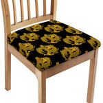 Black And Gold Dragon Pattern Print Chair Cushion Cover