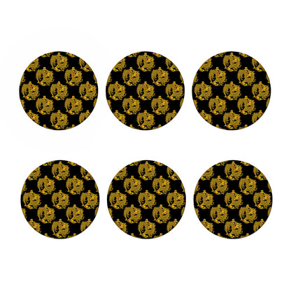 Black And Gold Dragon Pattern Print Coaster Set