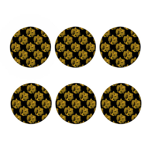 Black And Gold Dragon Pattern Print Coaster Set