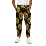 Black And Gold Dragon Pattern Print Cotton Pants