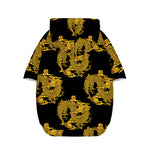 Black And Gold Dragon Pattern Print Dog Zip Up Hoodie