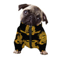 Black And Gold Dragon Pattern Print Dog Zip Up Jacket