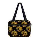 Black And Gold Dragon Pattern Print Double Strap Bible Bag