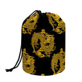 Black And Gold Dragon Pattern Print Drawstring Makeup Bag