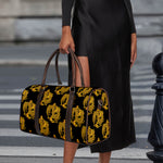 Black And Gold Dragon Pattern Print Duffle Bag