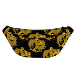 Black And Gold Dragon Pattern Print Fanny Pack
