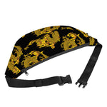 Black And Gold Dragon Pattern Print Fanny Pack