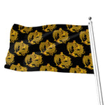 Black And Gold Dragon Pattern Print Flag