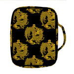 Black And Gold Dragon Pattern Print Front Pocket Bible Bag