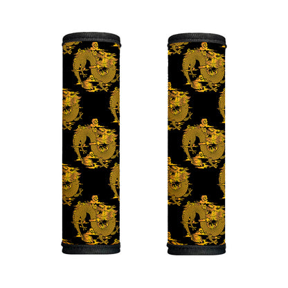 Black And Gold Dragon Pattern Print Handle Covers