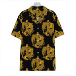 Black And Gold Dragon Pattern Print Hawaiian Shirt