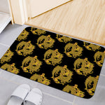 Black And Gold Dragon Pattern Print Indoor Door Mat