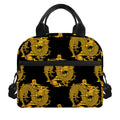 Black And Gold Dragon Pattern Print Insulated Lunch Bag