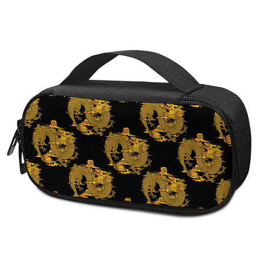 Black And Gold Dragon Pattern Print Insulin Cooler Travel Case