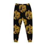 Black And Gold Dragon Pattern Print Jogger Pants