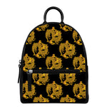 Black And Gold Dragon Pattern Print Leather Backpack
