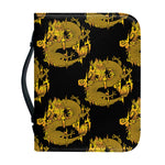 Black And Gold Dragon Pattern Print Leather Bible Cover