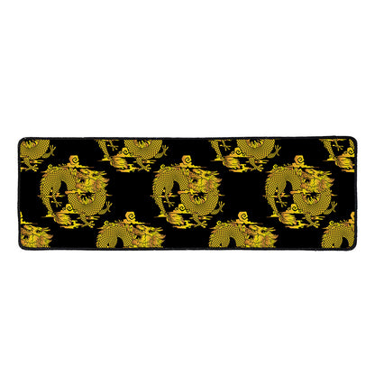 Black And Gold Dragon Pattern Print Long Kitchen Mat