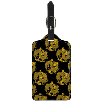 Black And Gold Dragon Pattern Print Luggage Tag