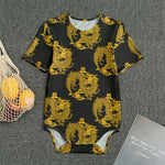Black And Gold Dragon Pattern Print Men's Bodysuit
