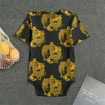 Black And Gold Dragon Pattern Print Men's Bodysuit