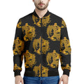 Black And Gold Dragon Pattern Print Men's Bomber Jacket