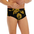 Black And Gold Dragon Pattern Print Men's Briefs