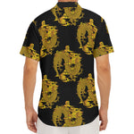Black And Gold Dragon Pattern Print Men's Deep V-Neck Shirt
