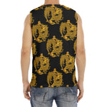 Black And Gold Dragon Pattern Print Men's Fitness Tank Top