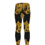 Black And Gold Dragon Pattern Print Men's leggings