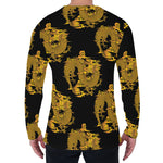 Black And Gold Dragon Pattern Print Men's Long Sleeve T-Shirt