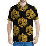 Black And Gold Dragon Pattern Print Men's Polo Shirt
