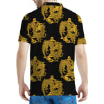 Black And Gold Dragon Pattern Print Men's Polo Shirt