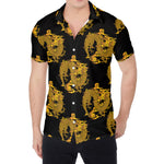Black And Gold Dragon Pattern Print Men's Shirt