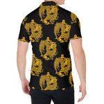 Black And Gold Dragon Pattern Print Men's Shirt