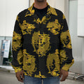 Black And Gold Dragon Pattern Print Men's Shirt Jacket
