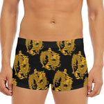 Black And Gold Dragon Pattern Print Men's Short Boxer Briefs