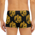 Black And Gold Dragon Pattern Print Men's Short Boxer Briefs