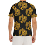 Black And Gold Dragon Pattern Print Men's Short Sleeve Rash Guard