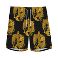 Black And Gold Dragon Pattern Print Men's Athletic Shorts