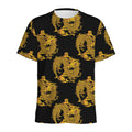 Black And Gold Dragon Pattern Print Men's Athletic T-Shirt