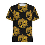 Black And Gold Dragon Pattern Print Men's Sports T-Shirt