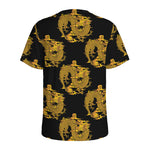 Black And Gold Dragon Pattern Print Men's Sports T-Shirt