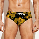 Black And Gold Dragon Pattern Print Men's Swim Briefs