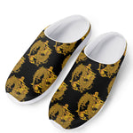 Black And Gold Dragon Pattern Print Mesh Casual Shoes