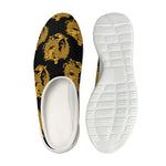 Black And Gold Dragon Pattern Print Mesh Casual Shoes