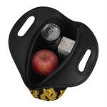 Black And Gold Dragon Pattern Print Neoprene Lunch Bag